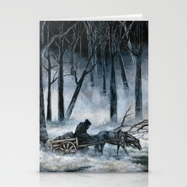 Grim Reaper with Horse in the Woods Stationery Cards