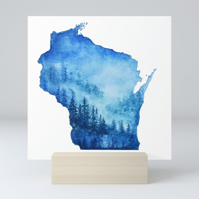 Watercolor Wisconsin Trees Mini Art Print