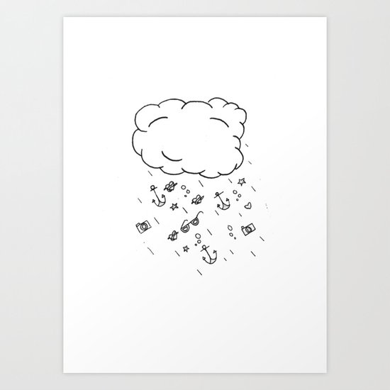 Hipster Rain Cloud Art Print