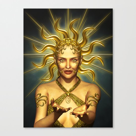 Beautiful golden sun goddess Canvas Print