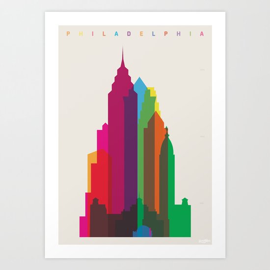 Shapes of Philadelphia accurate to scale Art Print