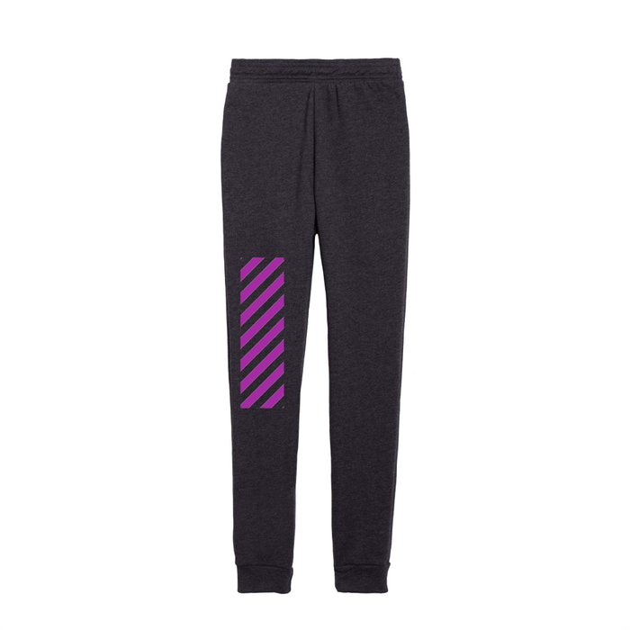 Diagonal Stripes (Purple & White Pattern) Kids Joggers