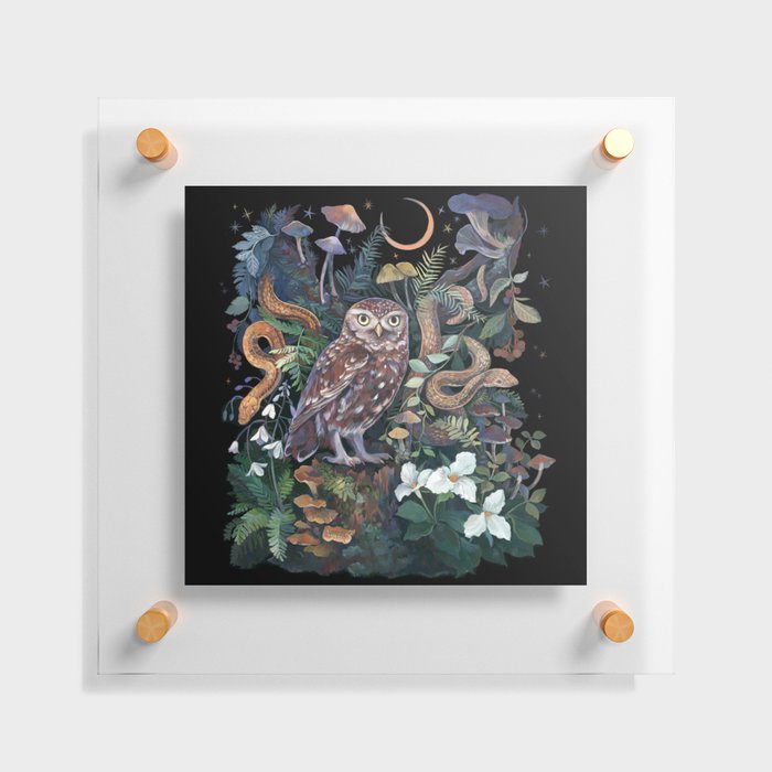Owl and Snakes Mushroom forest Floating Acrylic Print