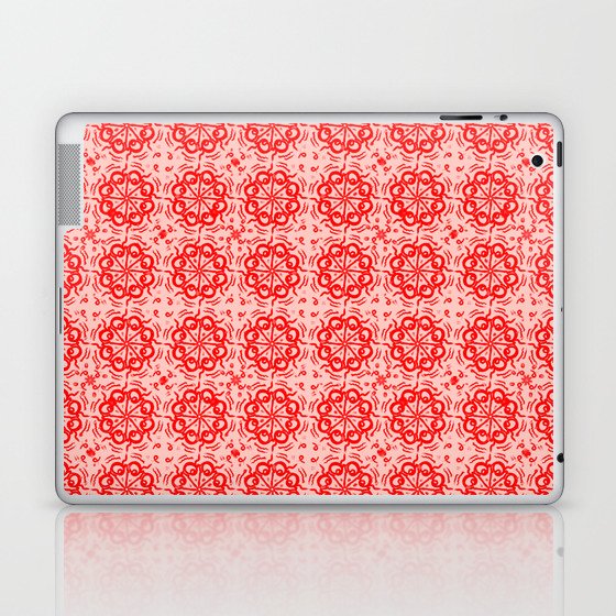 Vintage Red Flower Quilt Mid-Century Modern Pattern Laptop & iPad Skin