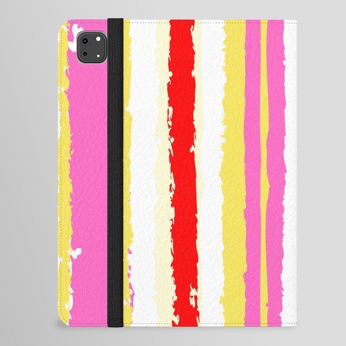 Summer pink yellow red stripes  iPad Folio Case