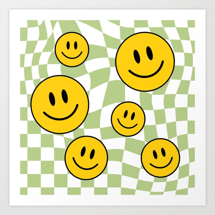 Trippy Checker Smileys  Art Print