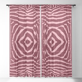 Zebra Wild Animal Print 730 Burgundy and Pink Sheer Curtain