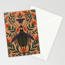 Beetle and Butterfly Botanical Design Stationery Card