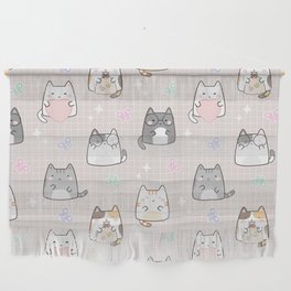 Cute Kawaii Cats with Hearts and Butterflies Wall Hanging
