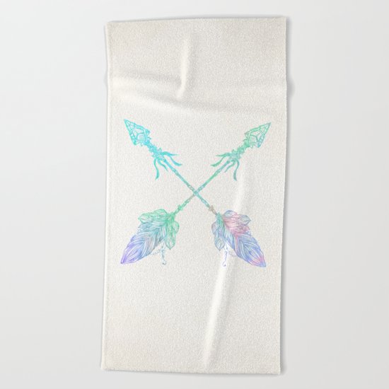 Arrows Blue Green Pink Vintage Cream Beach Towel