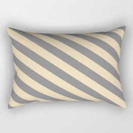 [ Thumbnail: Grey & Tan Colored Lines Pattern Rectangular Pillow ]