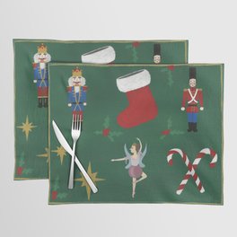 Christmas Placemat | Festive, Merrychristmas, Santa, Christmaspillow, Ballet, Candycanes, Decorations, Stocking, Green, Bright 