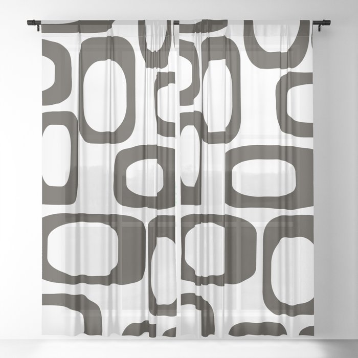 Mid Century Modern Shapes Black And White #society6 #buyart Sheer Curtain