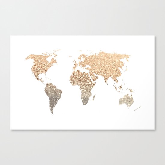 GOLD WORLD MAP Canvas Print