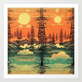 Retro Pylons Art Print