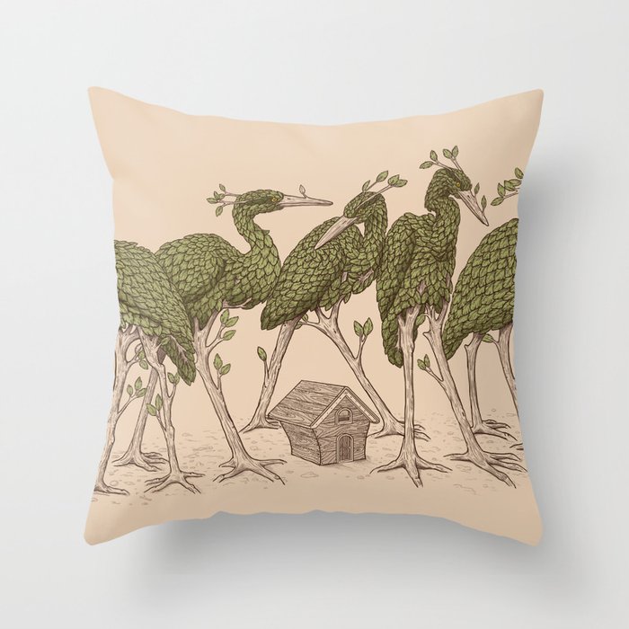 Bird Forest Throw Pillow