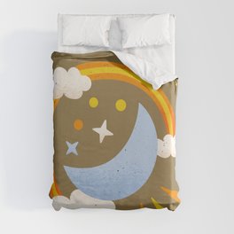Happy Moon on Gold Duvet Cover