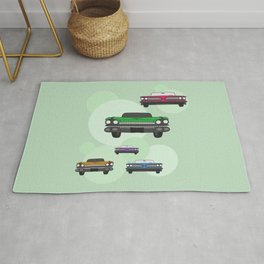 Vintage Route 66 colorful cars Rug