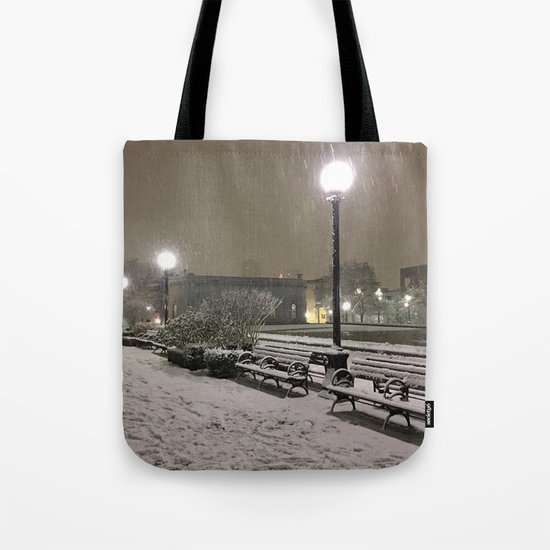 Romantic Seattle Snow At Night Tote Bag
