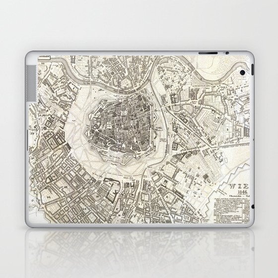 Plan of Vienna - 1844 Vintage pictorial map Laptop & iPad Skin