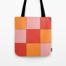 Funky 70s Disco Tile Pattern Colorful Red Orange Pink Aesthetic Checkerboard Tote Bag