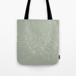 Boho Sage Green, Decor, Line Art, Botanical Leaves Tote Bag