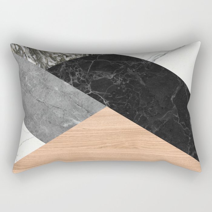 Marble and Wood Abstract Rectangular Pillow