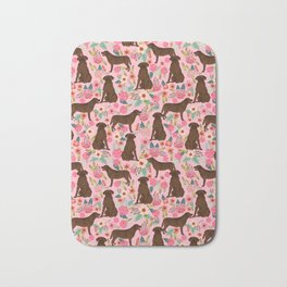 Chocolate Labrador Retriever dog floral gifts must haves chocolate lab lover Bath Mat | Dog Breed, Florals, Floral, Pet, Pattern, Labrador, Retriever, Pets, Pet Art, Graphicdesign 