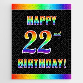 [ Thumbnail: Fun, Colorful, Rainbow Spectrum “HAPPY 22nd BIRTHDAY!” Jigsaw Puzzle ]