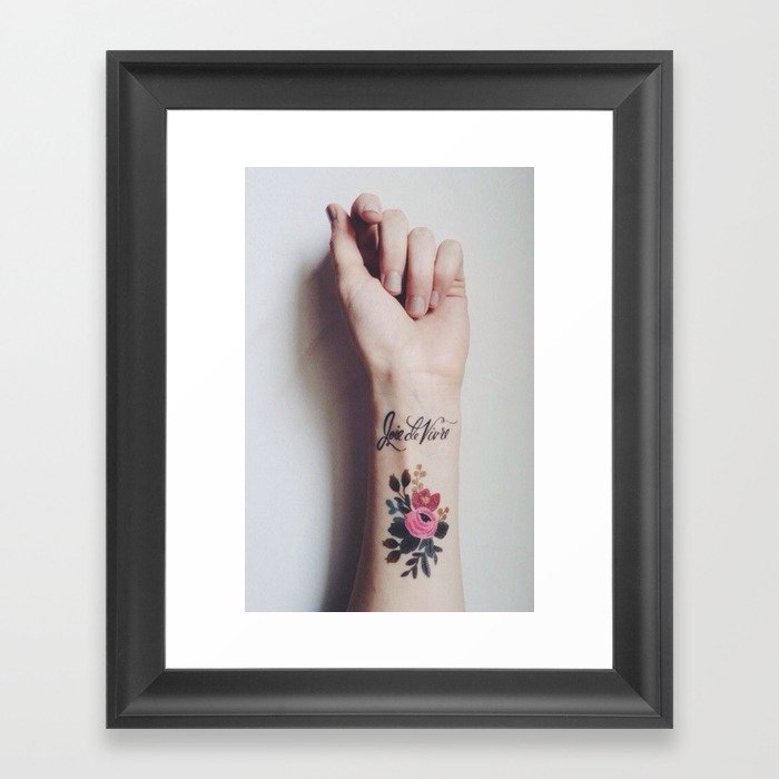 Joie de vivre - wrist tattoo flowers Framed Art Print by Atena