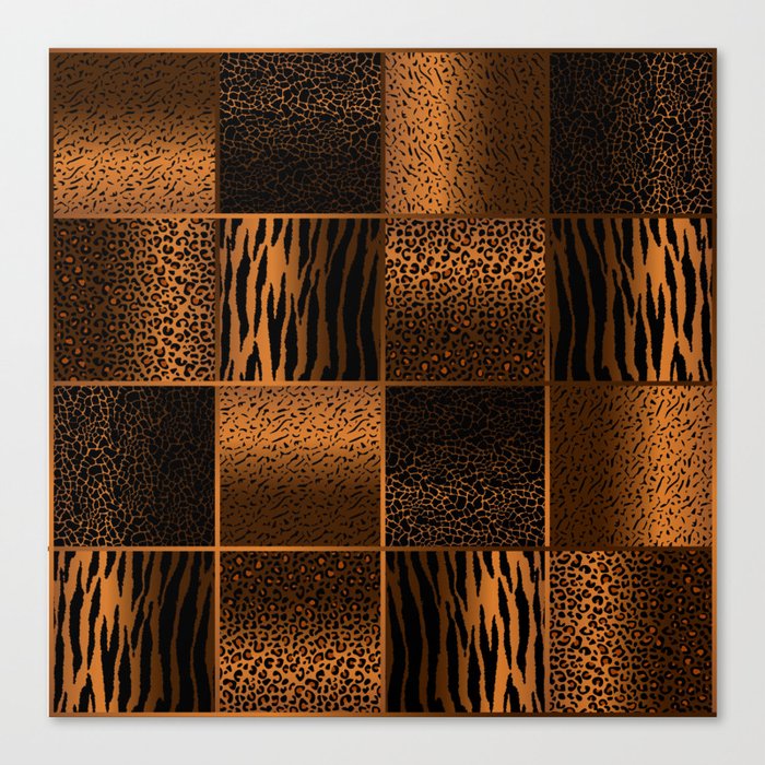 Golden Brown Jungle Animal Patterns Canvas Print
