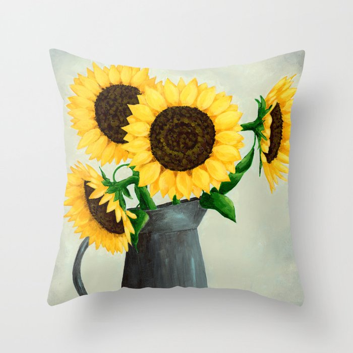 Sunflower Still Life Throw Pillow