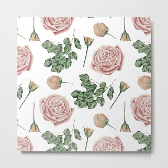 Flower Shop Roses Pattern White Metal Print
