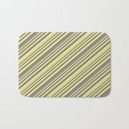 [ Thumbnail: Grey and Tan Colored Striped/Lined Pattern Bath Mat ]