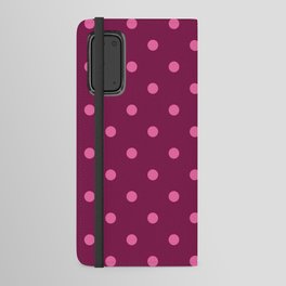 Retro Valentine's pink polka dots burgundy pattern Android Wallet Case