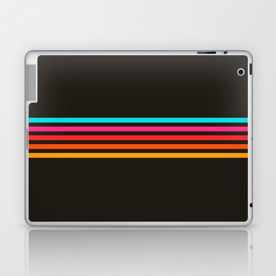 Nodah - Classic Colorful Abstract Retro Stripes on Black Laptop & iPad Skin