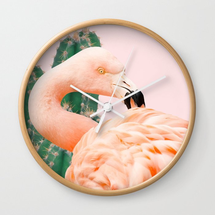 Flamingo & Cactus #society6 #decor #buyart Wall Clock