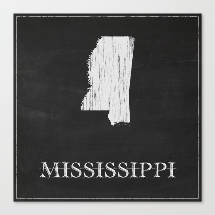 Mississippi State Map Chalk Drawing Canvas Print by Finlay McNevin