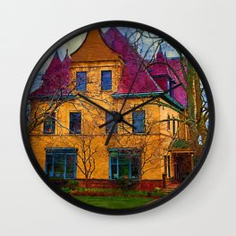 Red Roofed Mansion Wall Clock