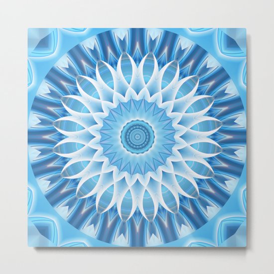 Mandala blue blossom Metal Print