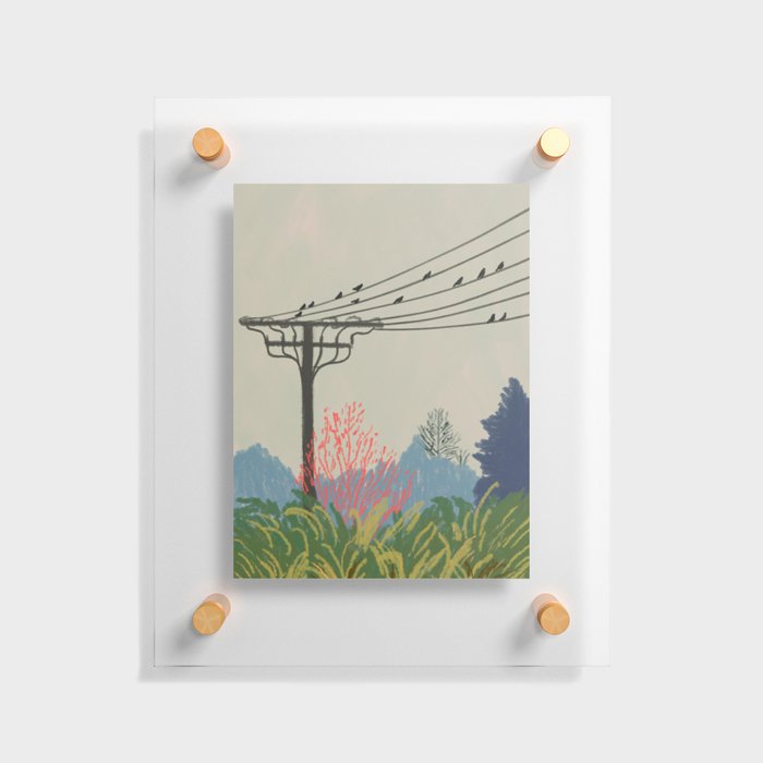 Powerlines and Birds Landscape Floating Acrylic Print