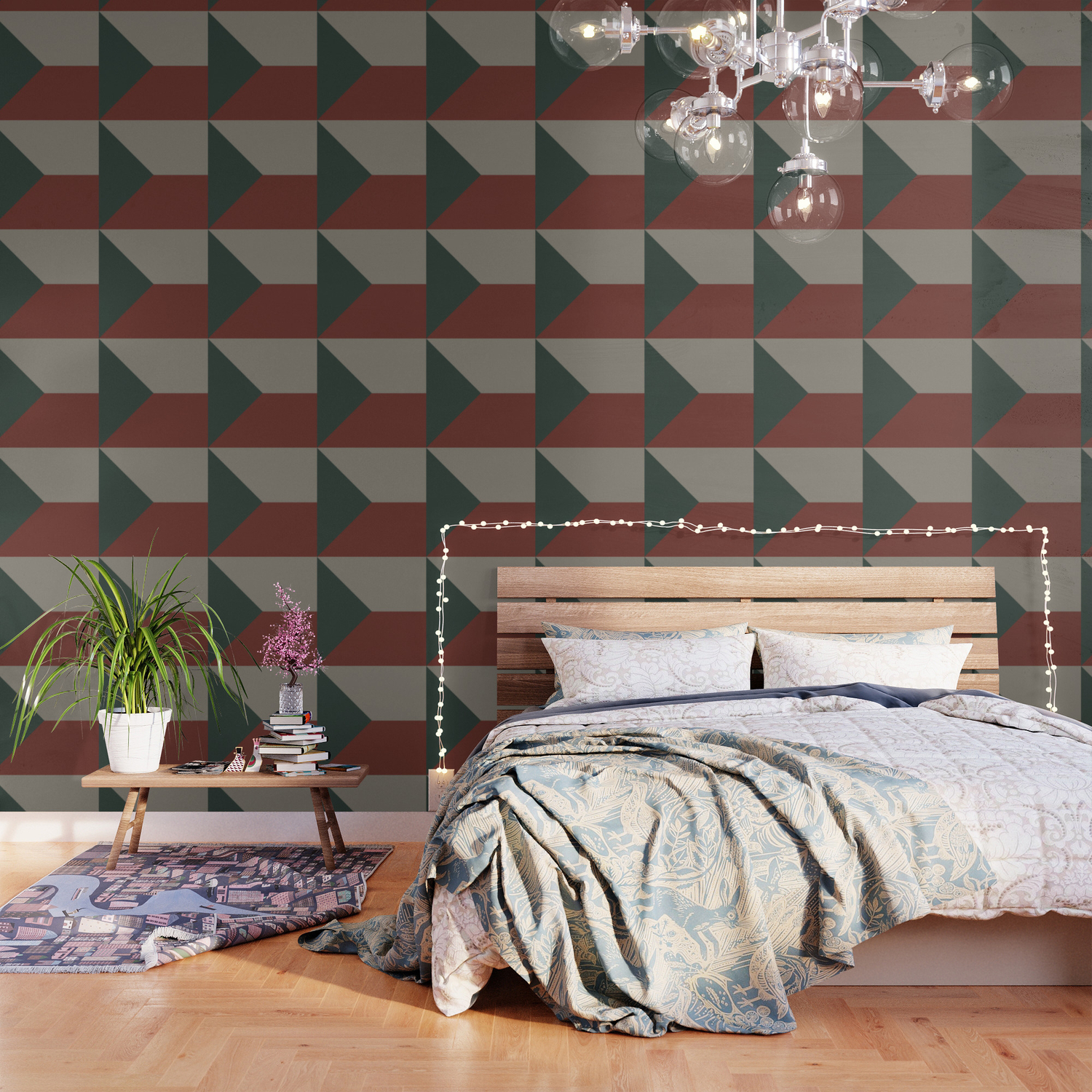 Green Red Grey Abstract Minimal Geometric Art Wallpaper By Koovox