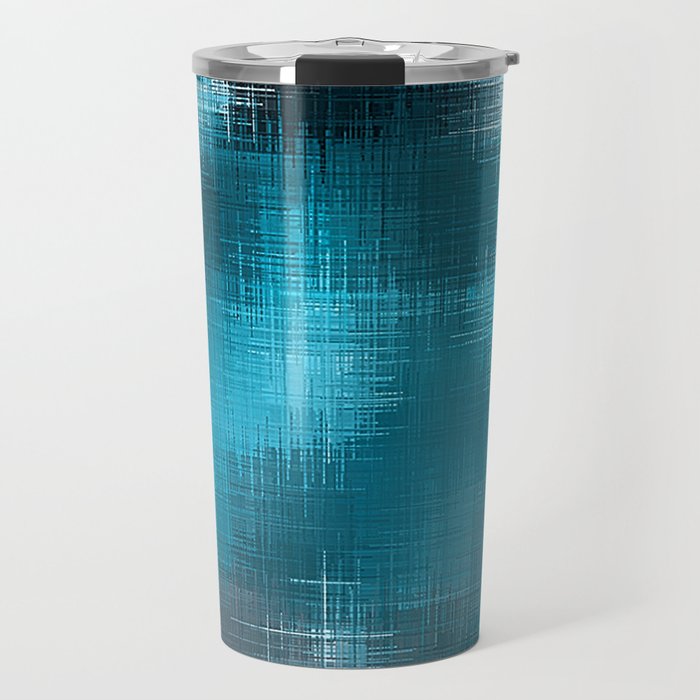 blue and black plaid pattern Travel Mug