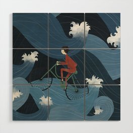 Pedalling Through the Dark Currents Wood Wall Art