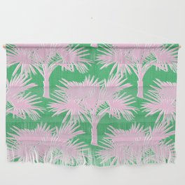 Retro Palm Trees Pastel Pink and Kelly Green Wall Hanging