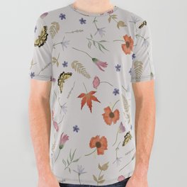 Pressed Flowers and Leaves All Over Graphic Tee