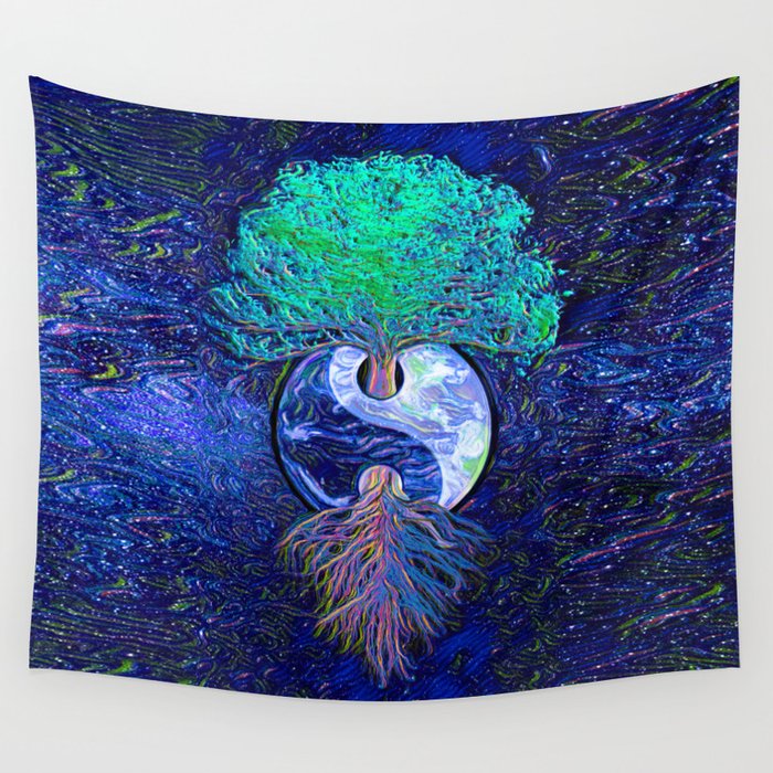 Tree of Life Yin Yang Earth Space Wall Tapestry
