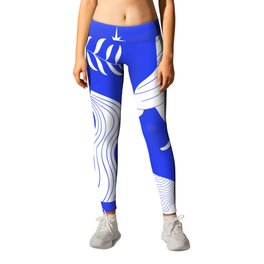 Blue greek statue and classic vintage monument pattern Leggings