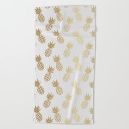 Gold Pineapple Pattern Beach Towel