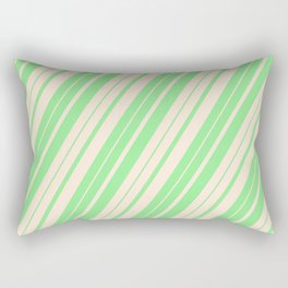 [ Thumbnail: Light Green & Beige Colored Stripes Pattern Rectangular Pillow ]